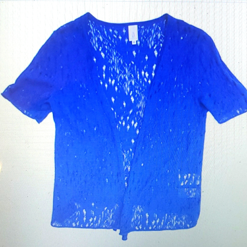 Jones New York Cardigan Short Sleeve New Blue